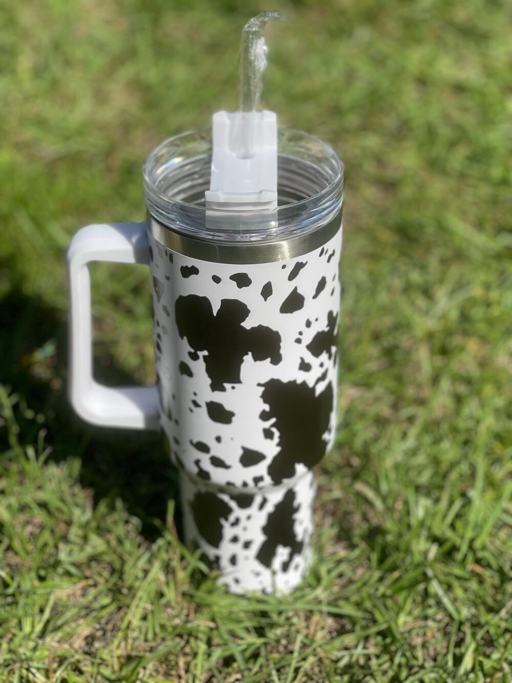40 oz Cow Print Tumbler w/ Straw Stainless Steel Insulated